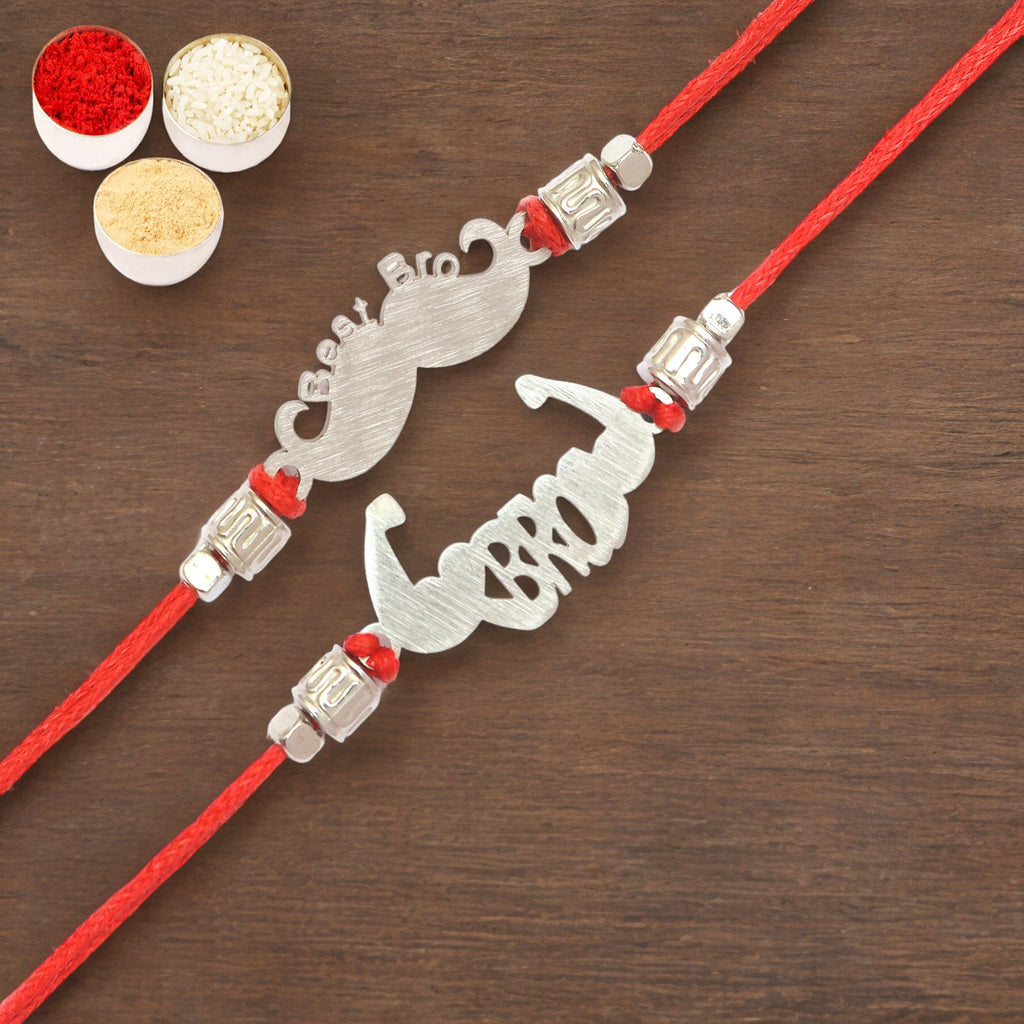 Rakhis Online Australia-Set of 2 -MR-6 Metal Handsome and MR-4 Metal Muscle Bro Rakhi