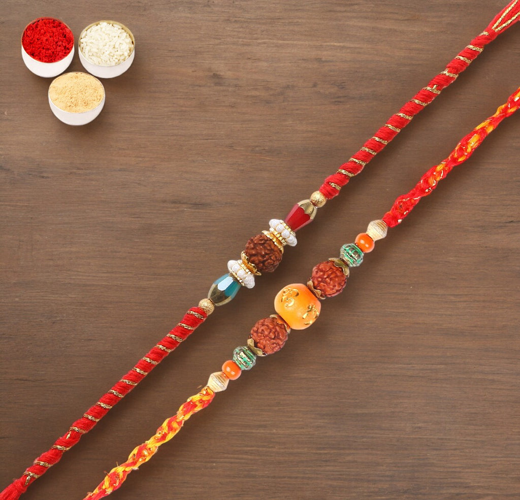 Rakhis Online Australia-Set of 2-L-1 and L-3 Rudraksh Rakhi