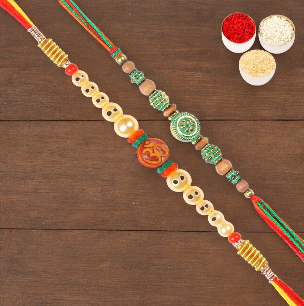 Rakhis Online UK-Set of 2 -6135, L-1 Thread Rakhi 