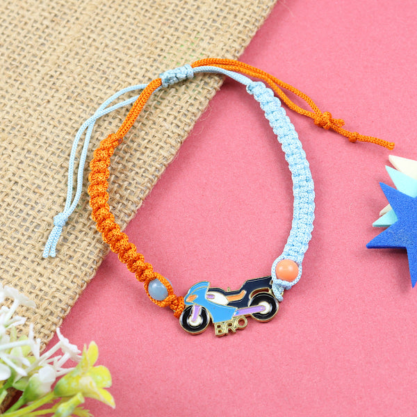 KR24-019- Macrame Rakhi Bracelet Bike Kids Rakhi