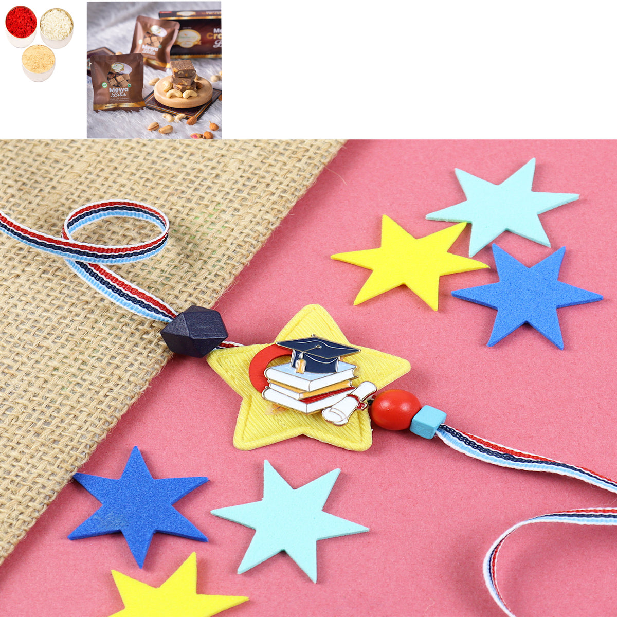 KR24-087-Graduate Kids Rakhi with Mewa Bite Box