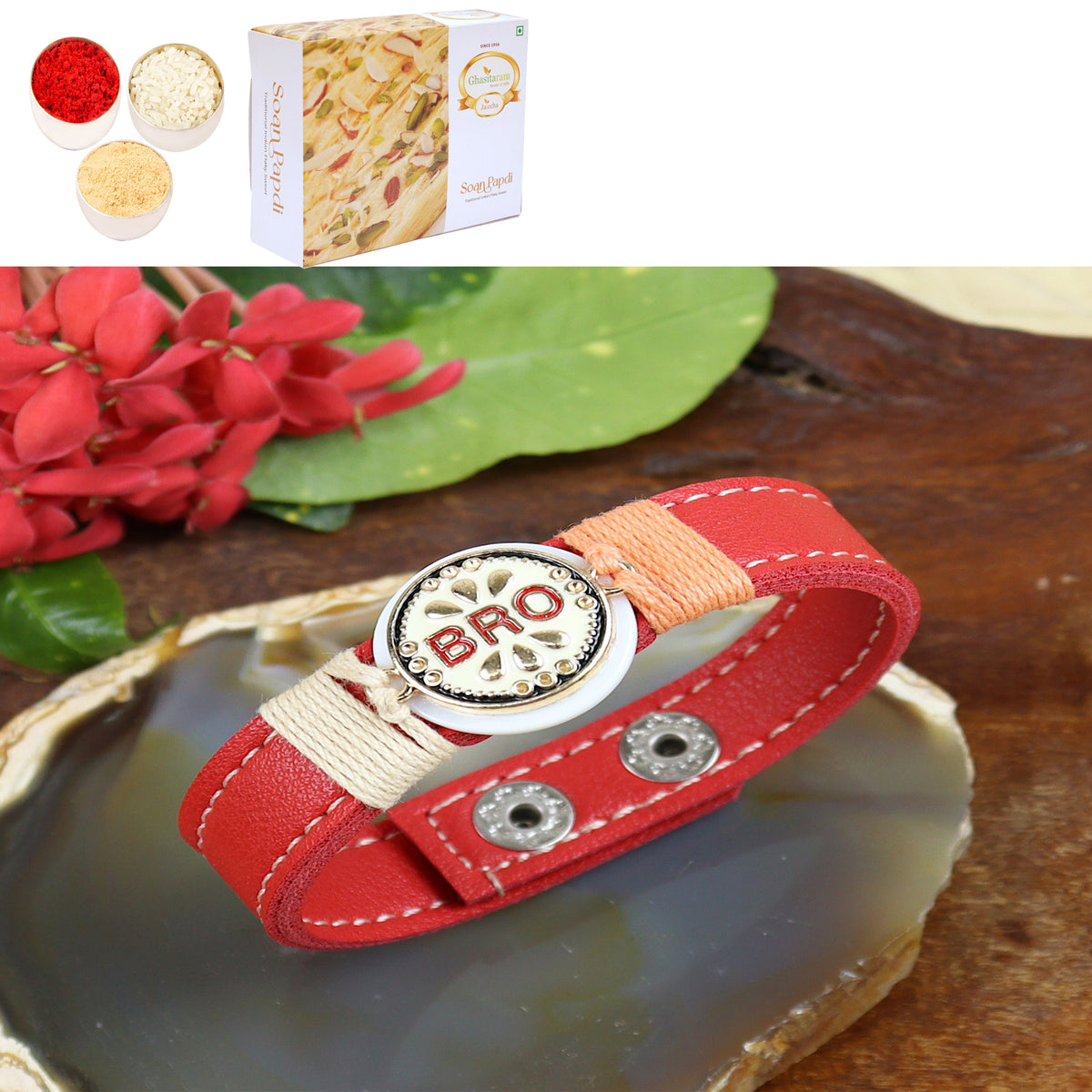 PRK24-012 Premium Rakhi with 400 gms of Soan Papdi