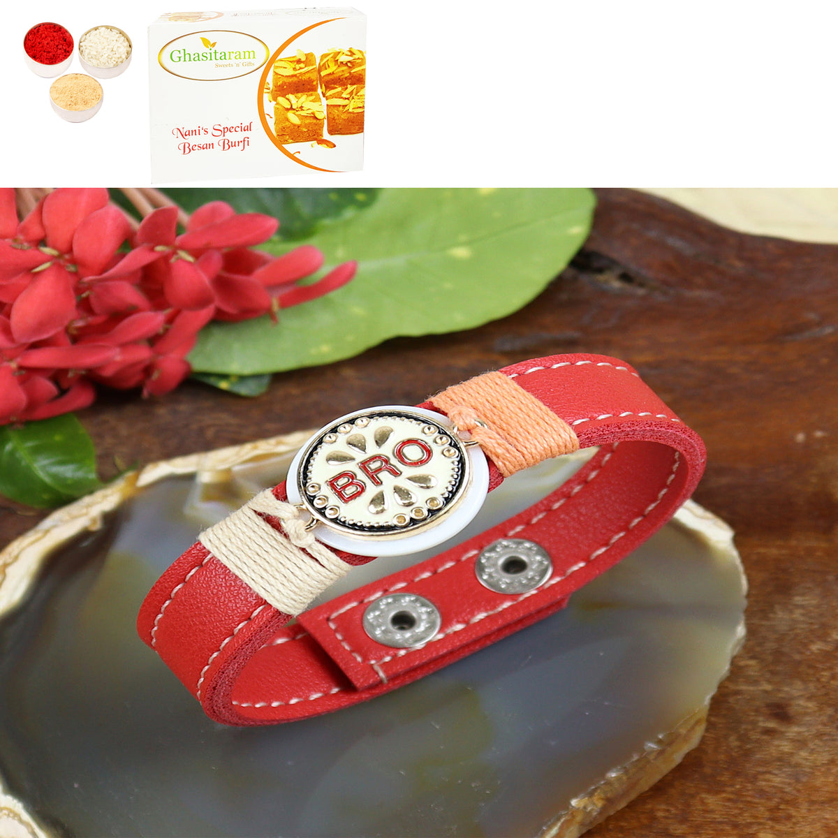 PRK24-012 Premium Rakhi with 400 gms of Besan Barfi