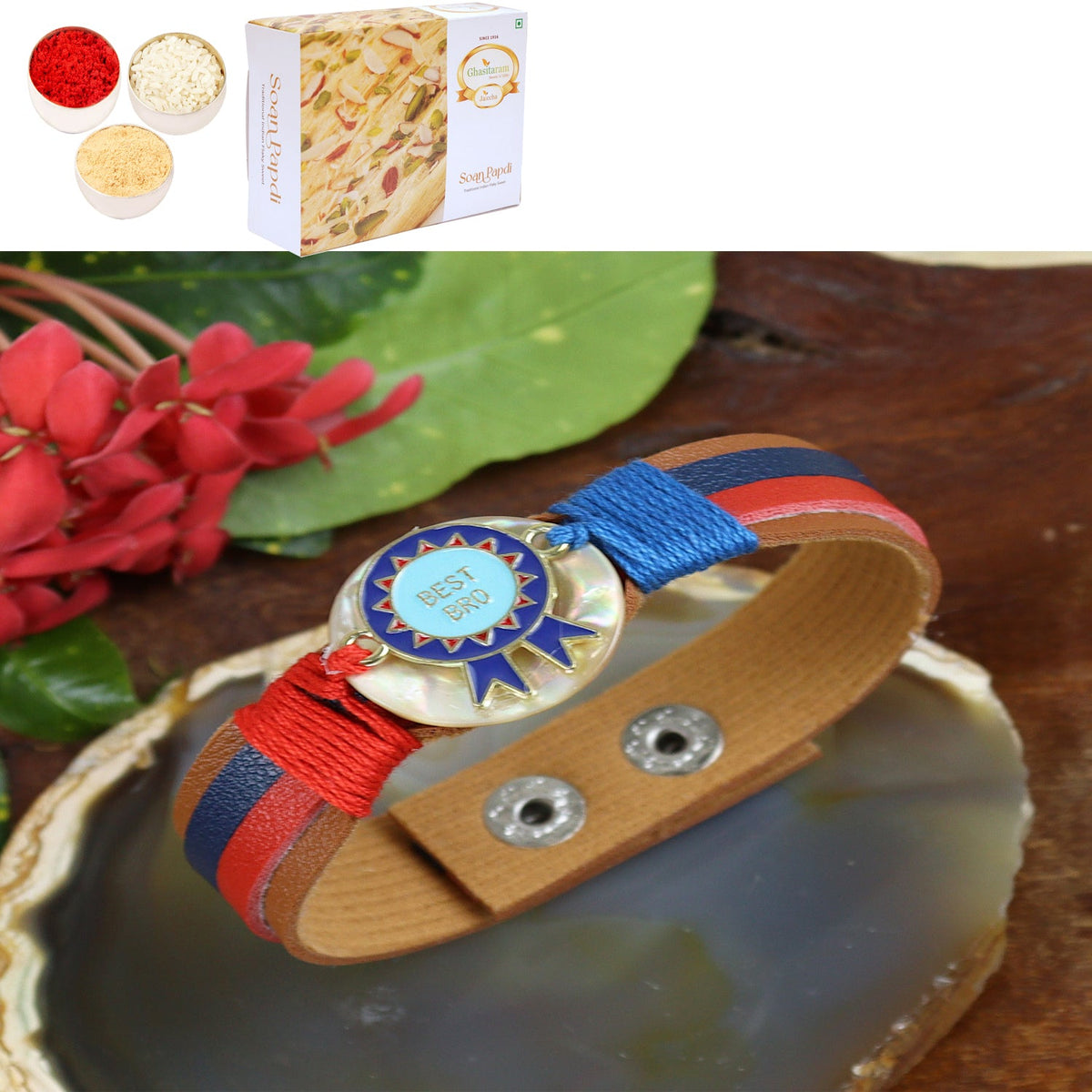 Rakhis Online Australia- PRK24-016 Premium Rakhi with 200 gms of Soan Papdi
