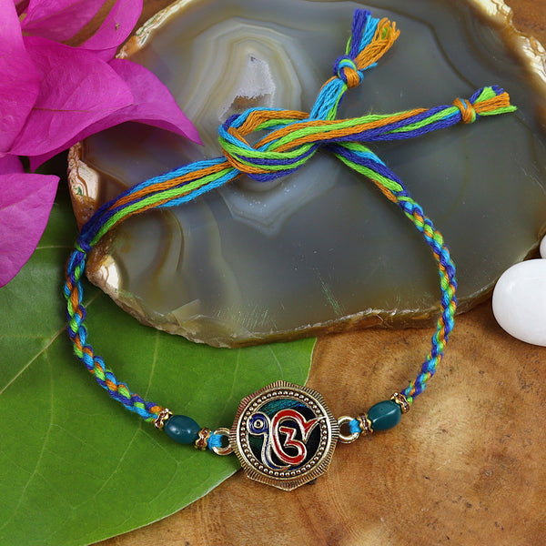 Rakhis Online USA- ST24-106 ekomkar Peacock Premium Rakhi
