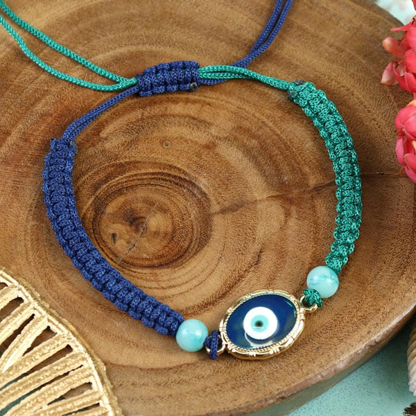 Rakhis Online UK-PRK25-008-Macrame Evil Eye Bracelet Premium Rakhi