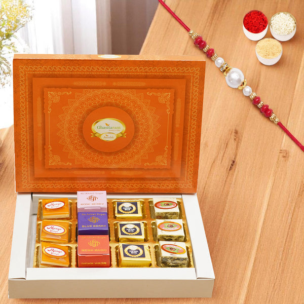 Rakhi Gifts Sweets-Best Assorted Bites 12 pcs with Rakhi