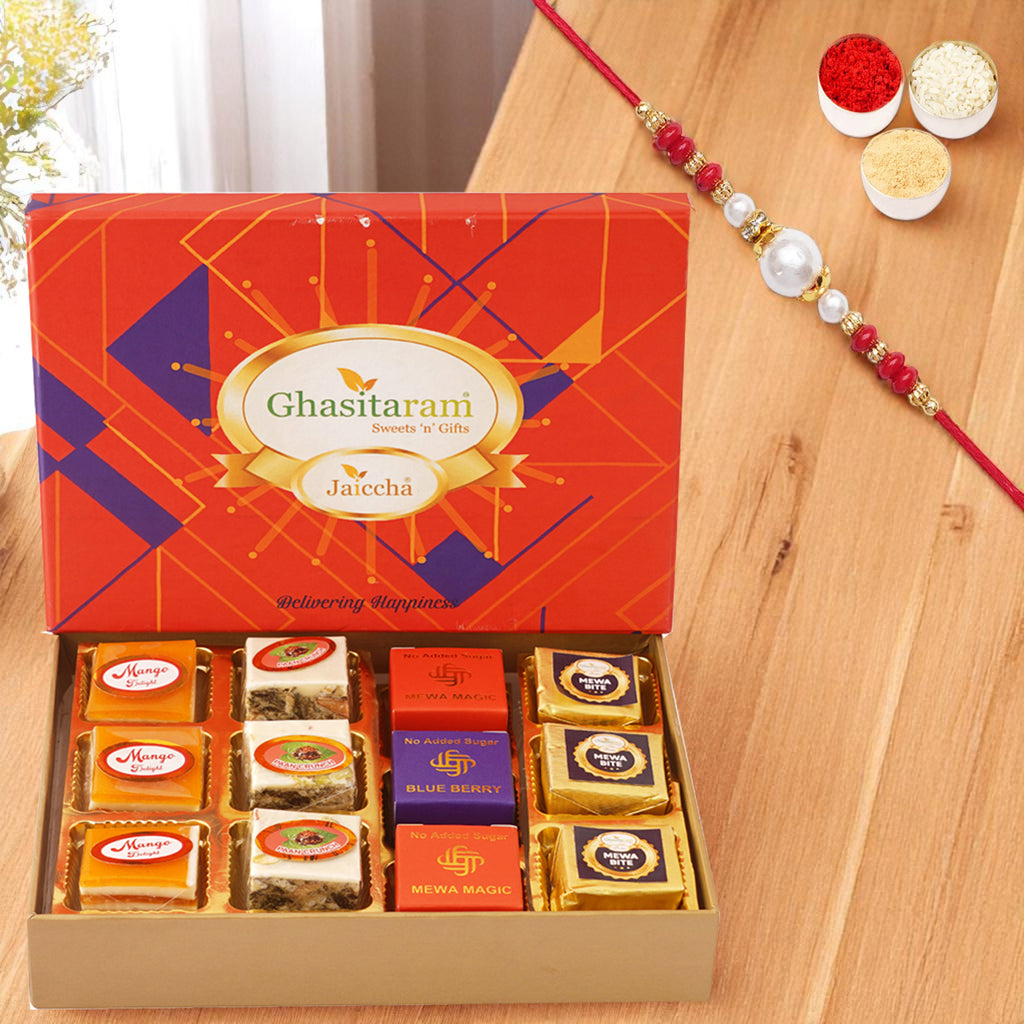 Rakhi Gifts-Best Assorted Bites 12 pcs in Premium Box with Rakhi