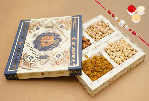 Blue Dryfruit Box 400 gms with Rakhi