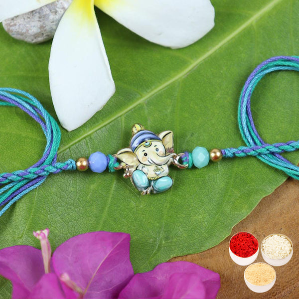 Rakhis Online USA-ST24-130- Printed Stone Ganpati Divine Rakhi