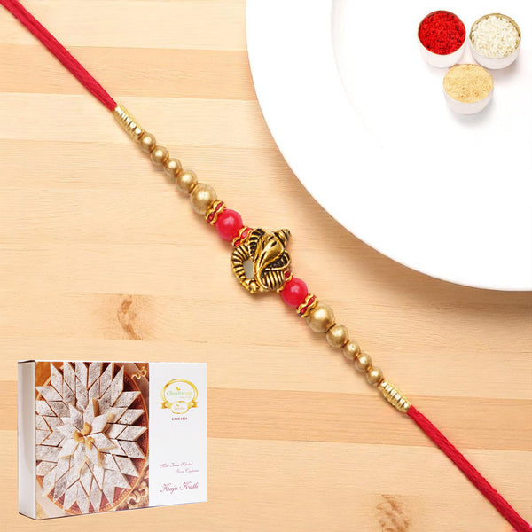 Y-26 Ganesha divine Rakhi with 400 gms of Kaju katli