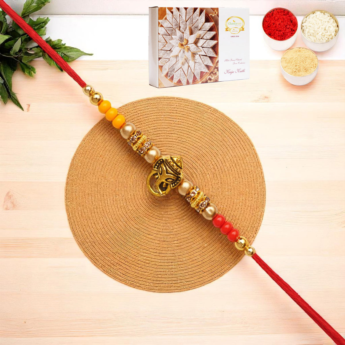 Y-58 Ganesha divine Rakhi with 400 gms of Kaju katli