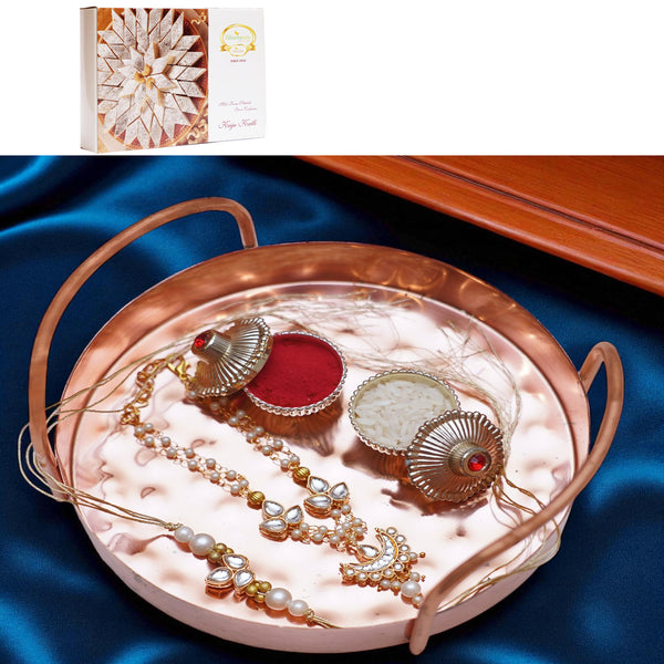 Rakhi Gifts- Pooja Thali with Bhaiya Bhabhi Rakhis
