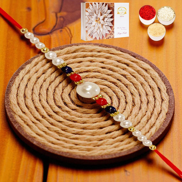 ABC-22 Pearl Beads Rakhi with 400 gms of Kaju katli