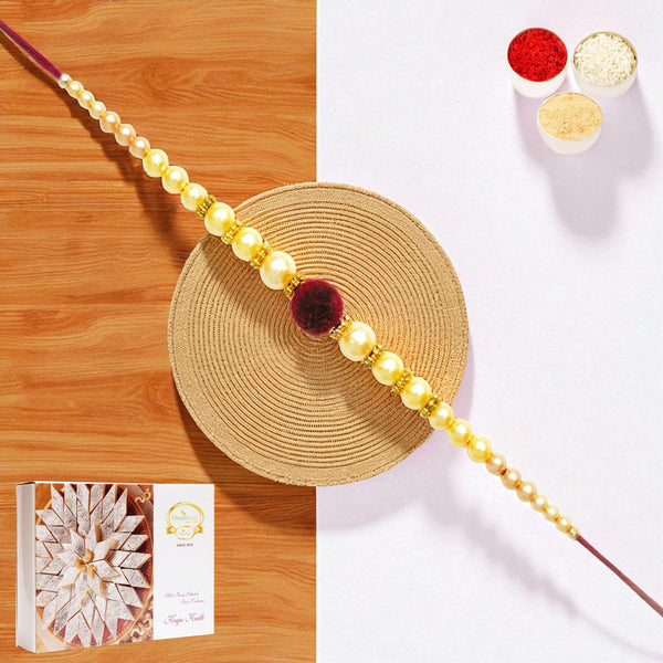 Y-37 Pearl rakhi with 400 gms of Kaju katli