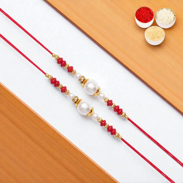 Set of 2 - Y-44 Red Pearl rakhi 