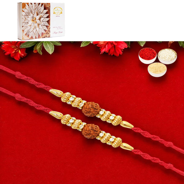 Rakhis Online UK-Set of 2 - Y-81 Rudraksh Rakhi with 200 gms of Kaju katli