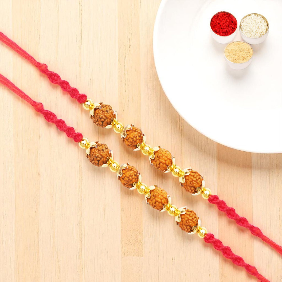 Rakhis Online UK-Set of 2 - Y-96 Rudraksh Rakhi 