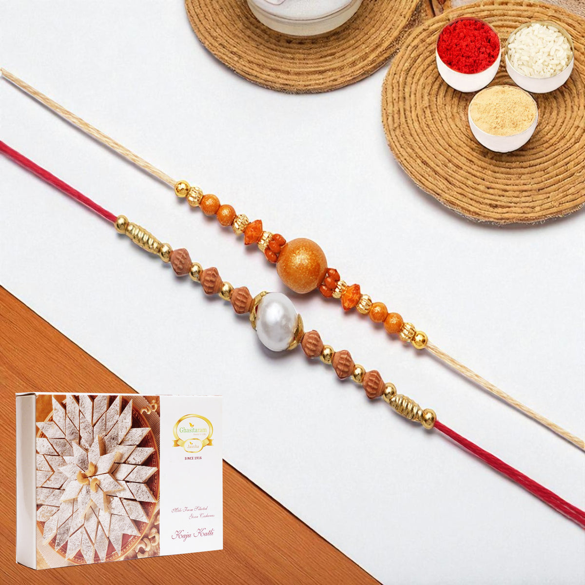 Set of 2 abc119 and abc 106 pearl rakhis