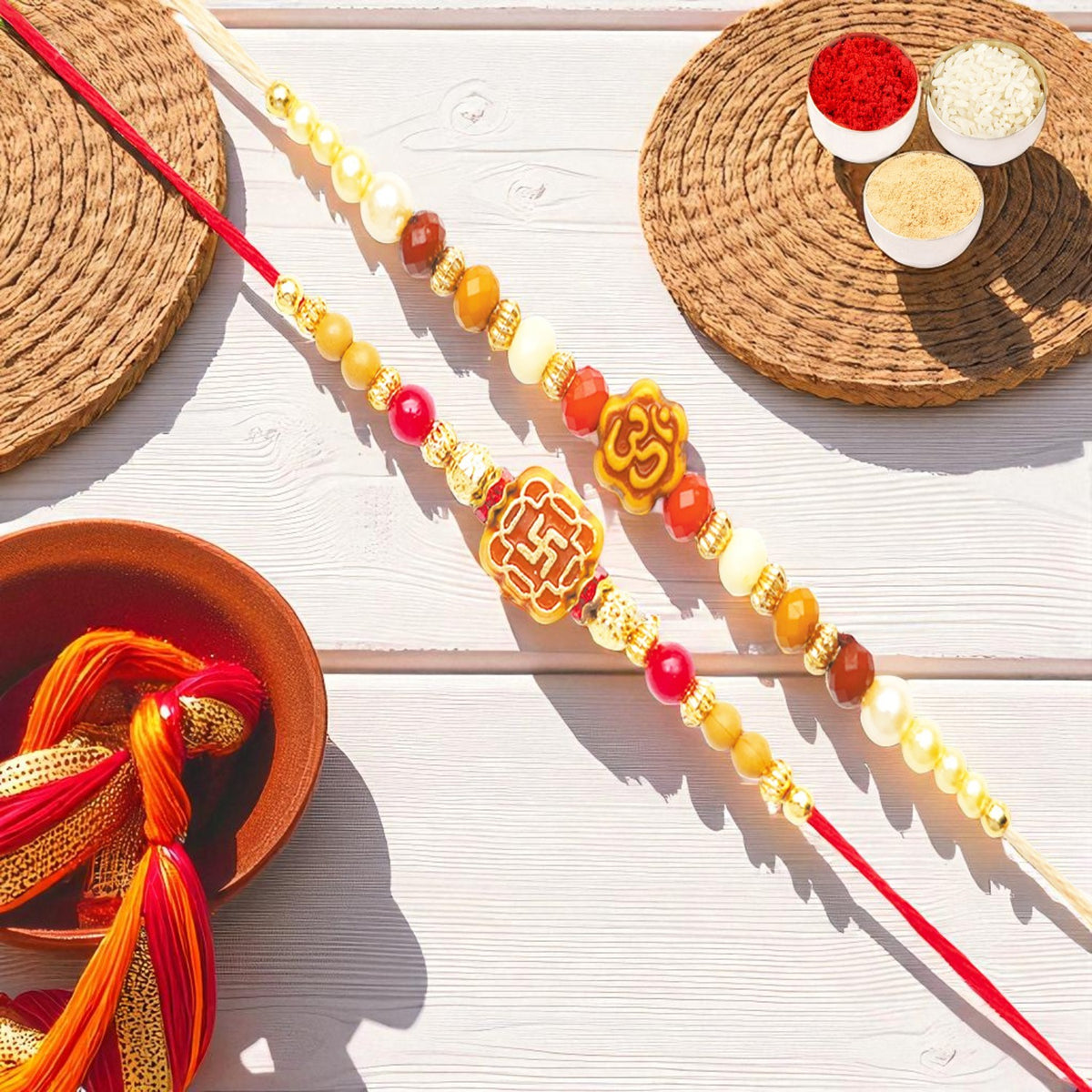 Rakhis Online UK-Set of 2 abc35 and abc105 om rakhis