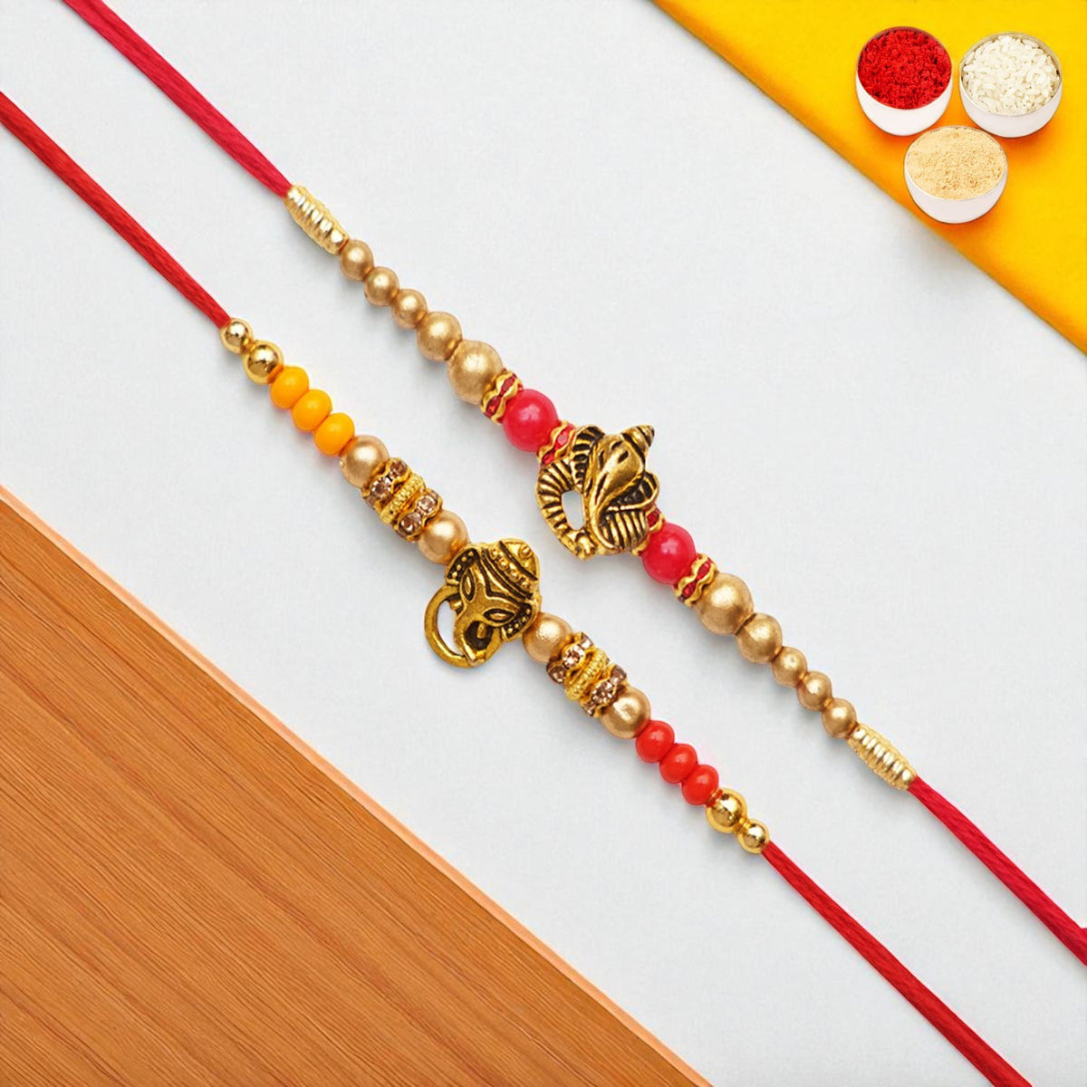 Set of 2 y26 and y58 om ganesh divine rakhis
