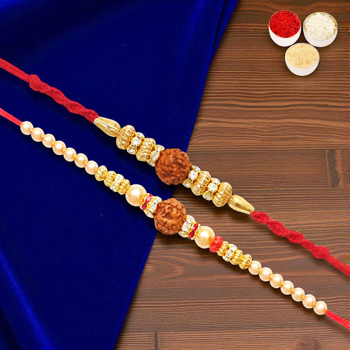 Rakhis Online UK-Set of 2 y3 and y81 rudraksh rakhis