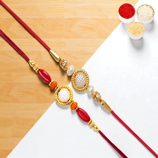 Rakhis Online USA-Set of 2 y84 and abc 147 pearl ring rakhis