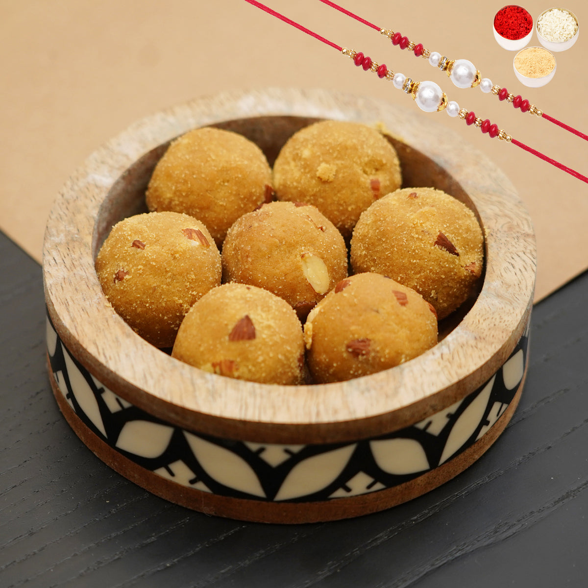 Rakhi Gifts-Sugarfree Besan Laddoo 200 gms with Rakhi