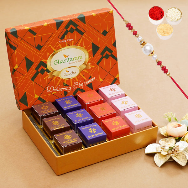 Rakhi Gifts-Sugarfree Assorted Mewa Bites in Premium box with Rakhi