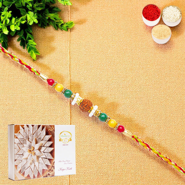 Y-124 Rudraksh Rakhi with 400 gms of Kaju katli