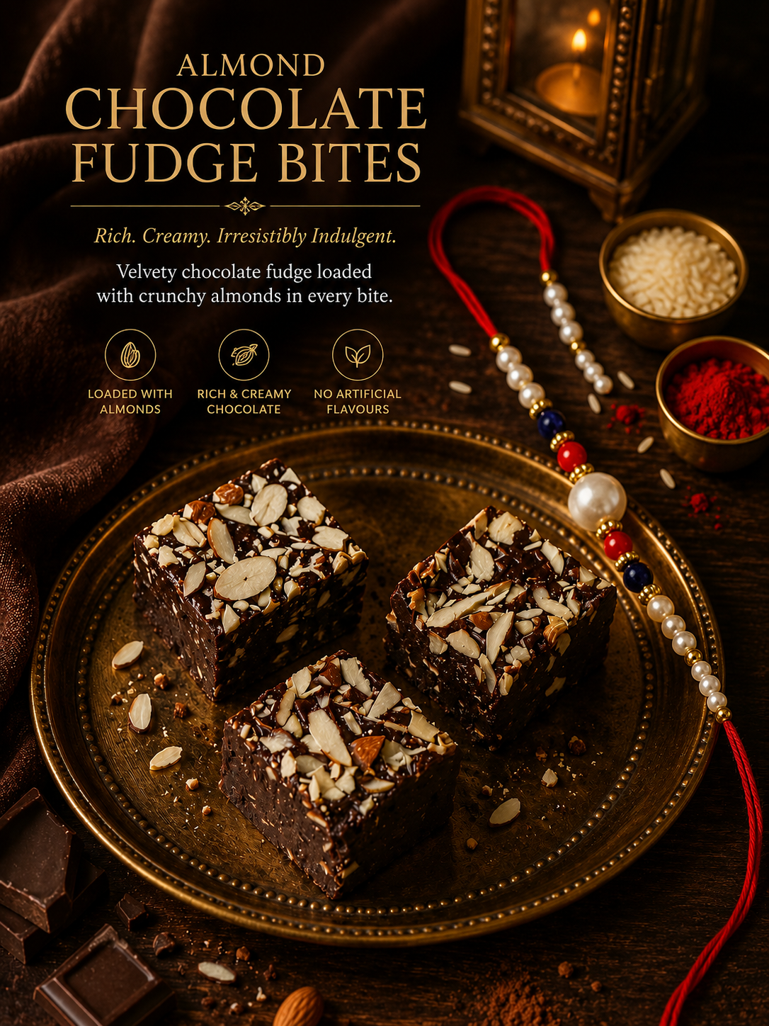 Almond Fudge Bites 18 PCS with Rakhi