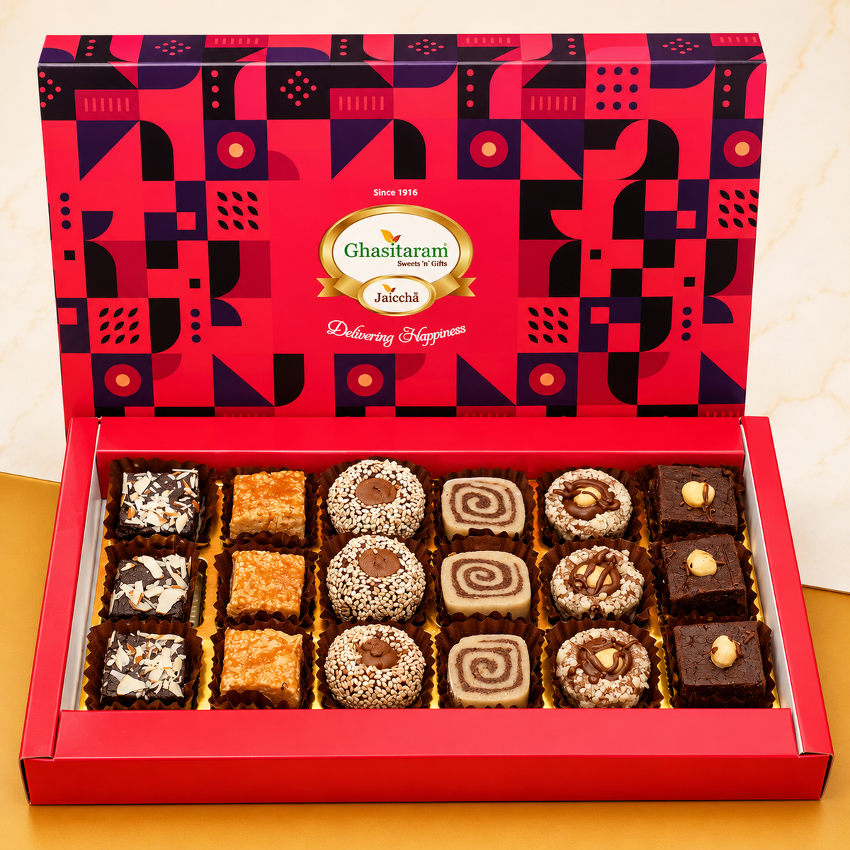 Diwali Sweets-Assorted box of Indian Fusion Sweets 18 pcs