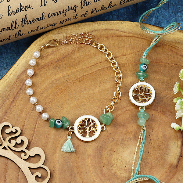 Tree of Life Aventurine Evil Eye BraceletBhaiya Bhabhi Rakhi- 020