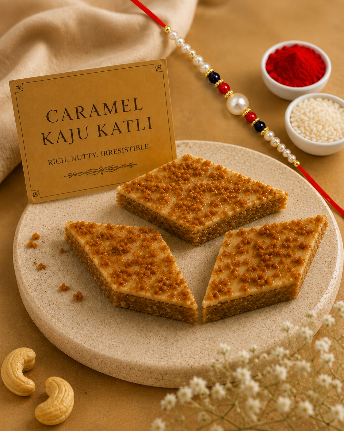 Caramel Speculoos Katlis 400 gms with Rakhi