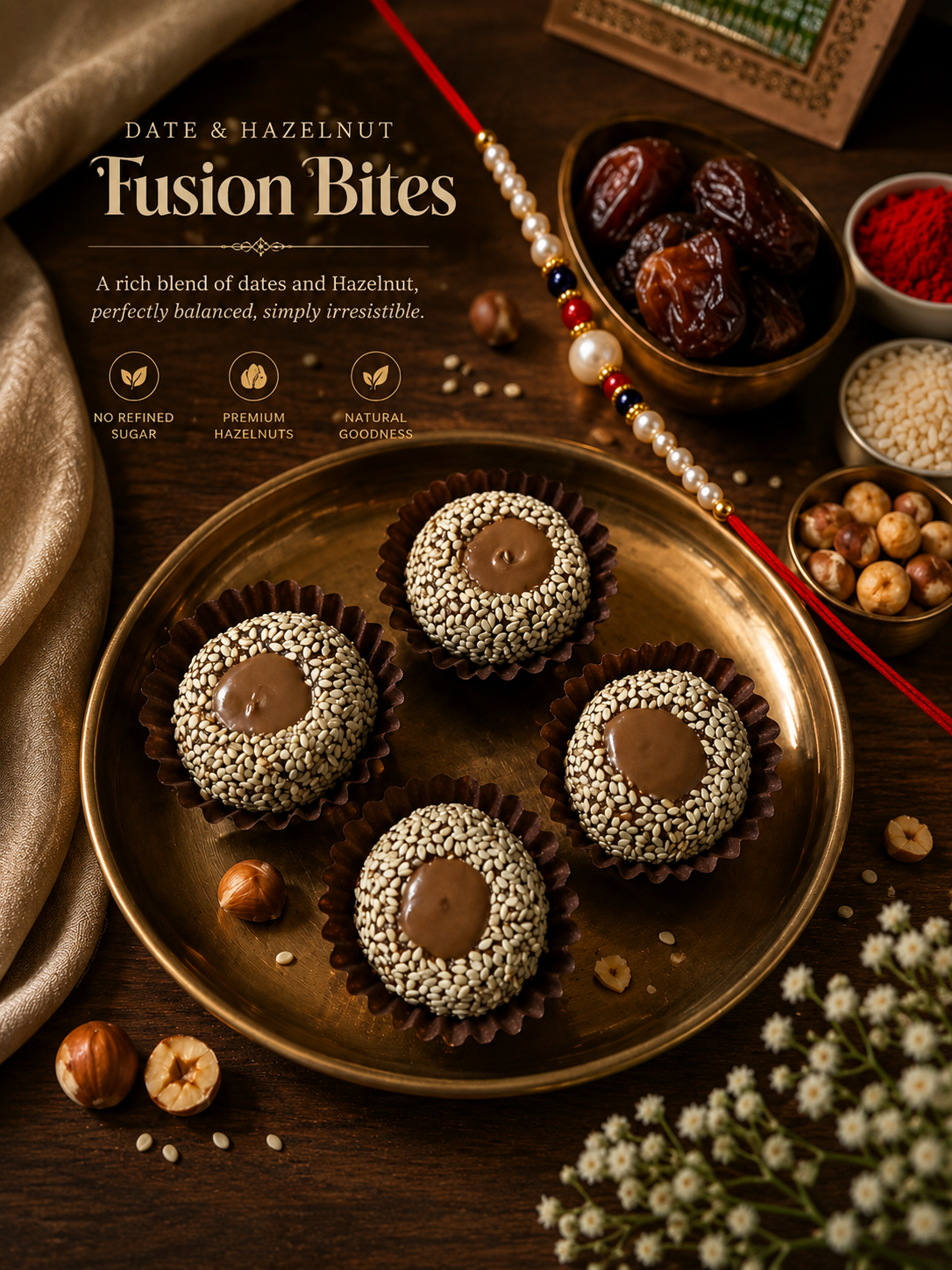 Dates Hazelnut Bites 18 pcs with Rakhi