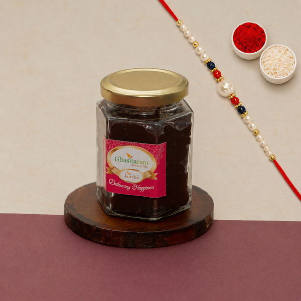 Chocolate Almond Fudge Jar with Rakhi