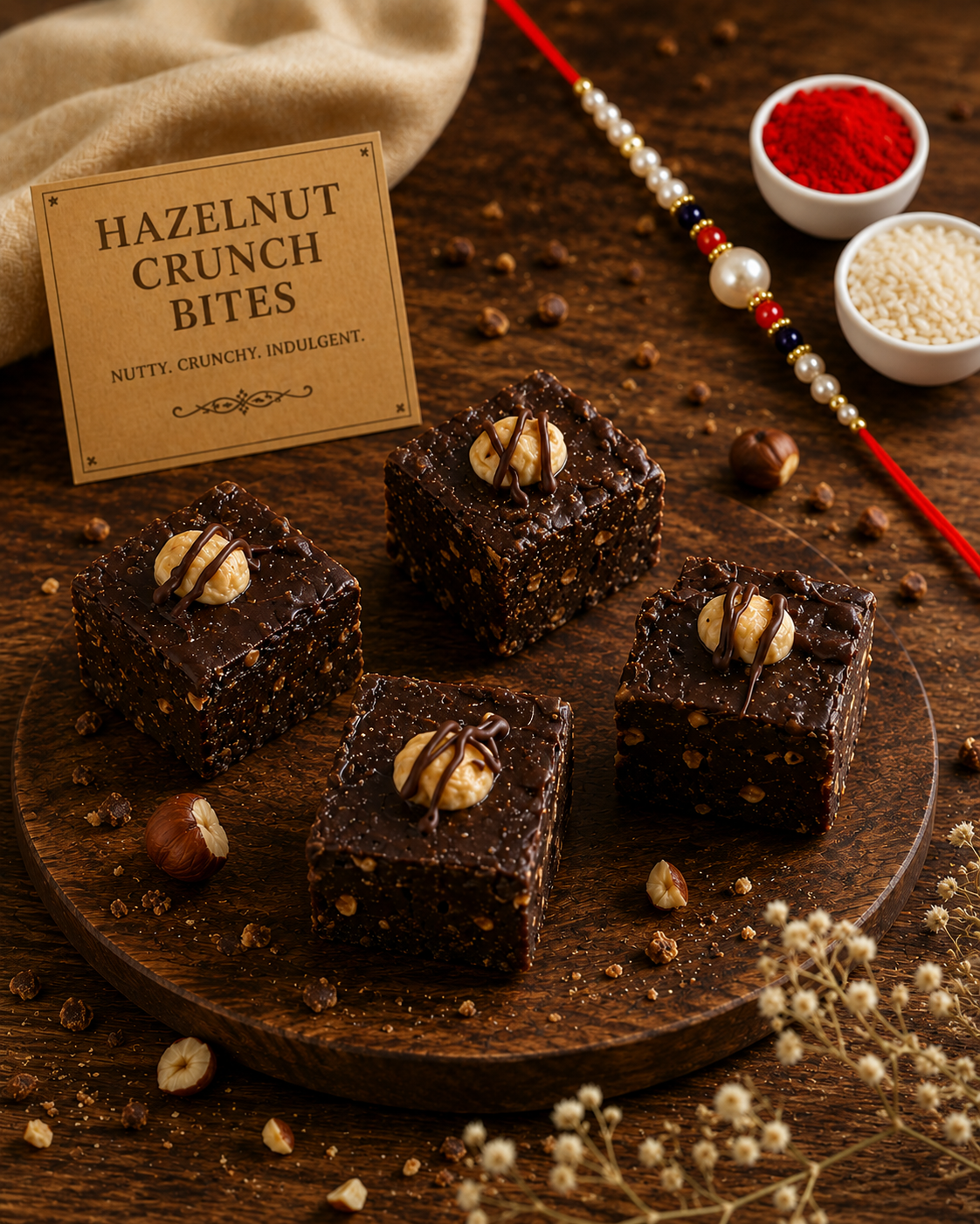 Hazelnut Crunch Bites 18 PCS with Rakhi