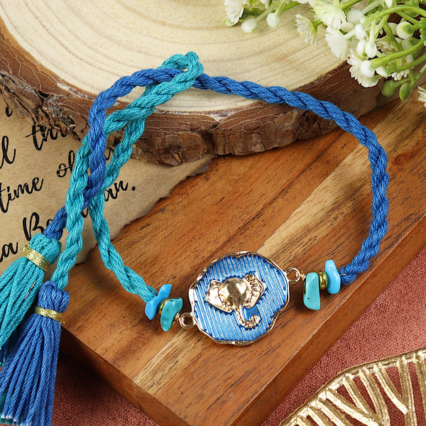 Metal Elephant Stone Premium Rakhi-013 
