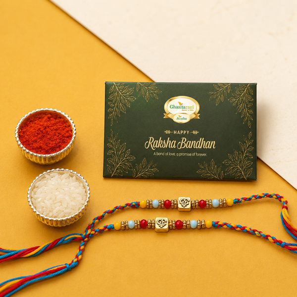 Set of 2 Metal Om Rakhis- 015 in an envelop