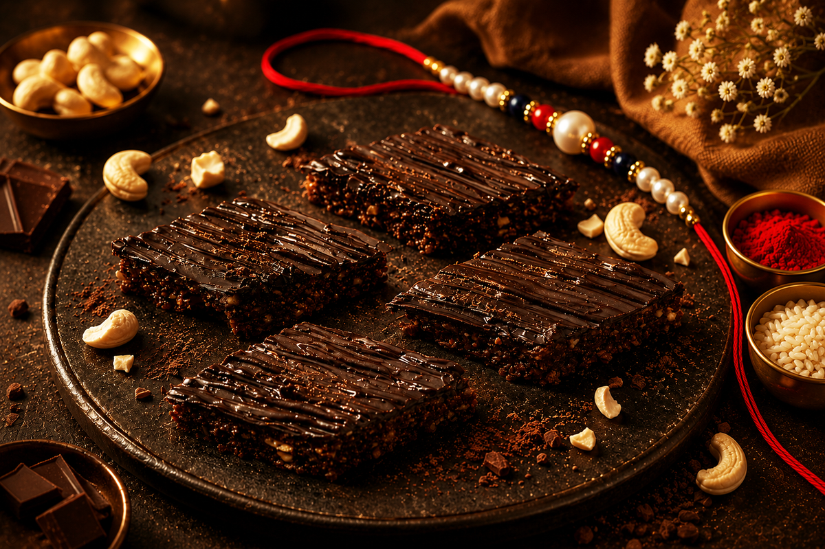Rakhi Gifts-Sugarfree Chocolate Kaju Katli with Rakhi