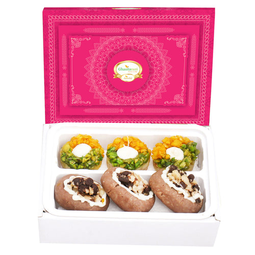 Assorted Box of Anjeer Basket, Kesar Pista Delight, Choco Boat and Almond Basket