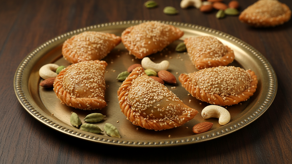 Holi Sweets| Holi Hampers| Holi Gifts-Ghasitaram's Roasted Til/ Sesame Gujiya 200 gms