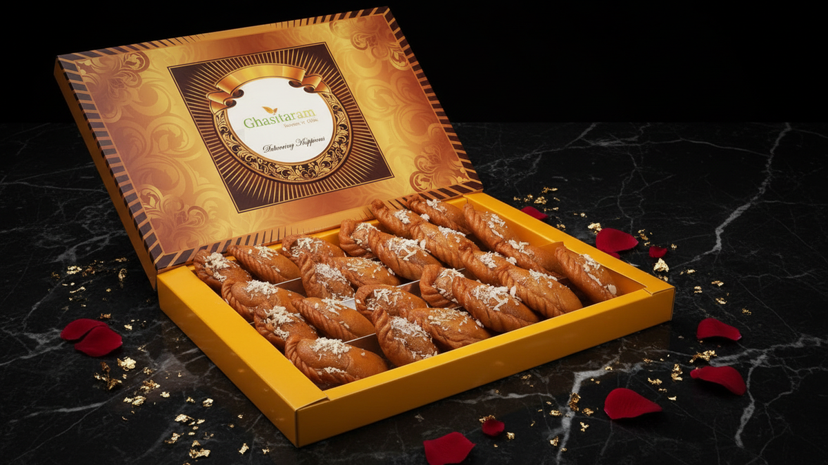 Holi Sweets| Holi Hampers| Holi Gifts-Ghasitaram's Sugarfree Gujiya Box (200 gms)