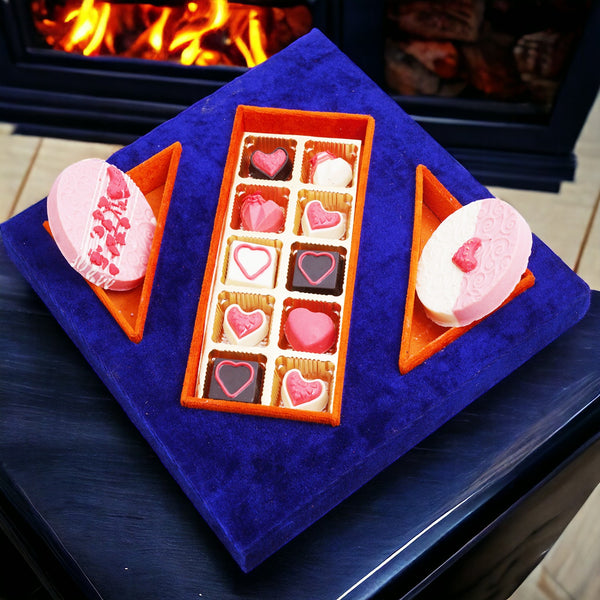 Valentines Blue Velvet Square Tray