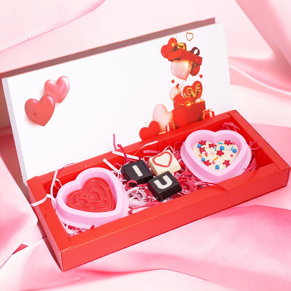 Valentines Box with ILU, Waffle, Puzzle Heart Chocolates