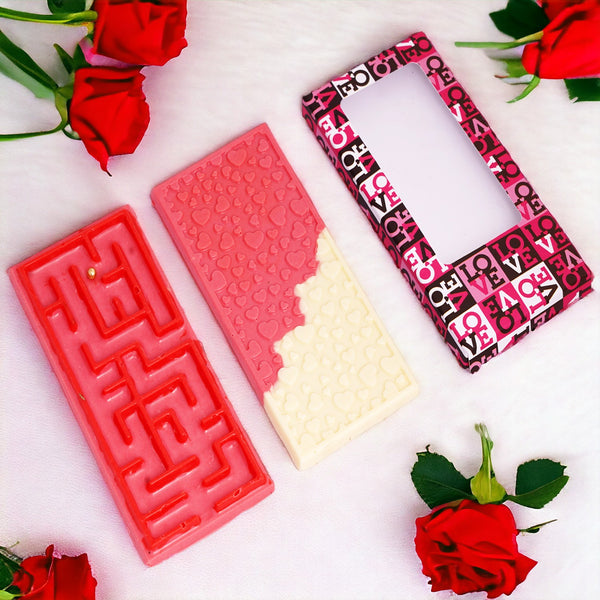 Set of 2 Chocolate Bars Shaded Hearts and Puzzle