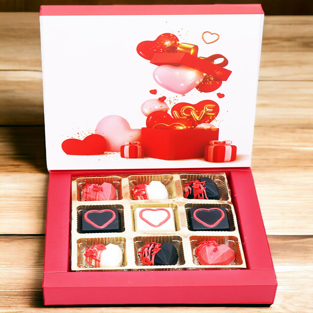 Valentines Box of Assorted Heart Chocolates (9 pcs)