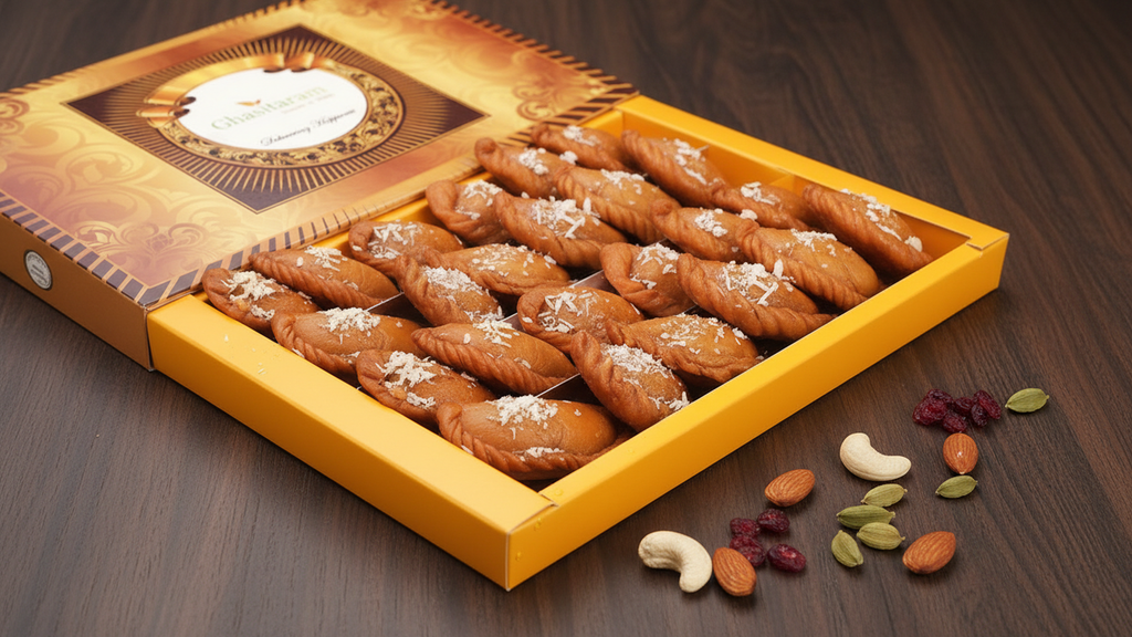 Corporate Gifts-Ghasitaram Gifts Healthy Wheat Gujiya Box (800 g)