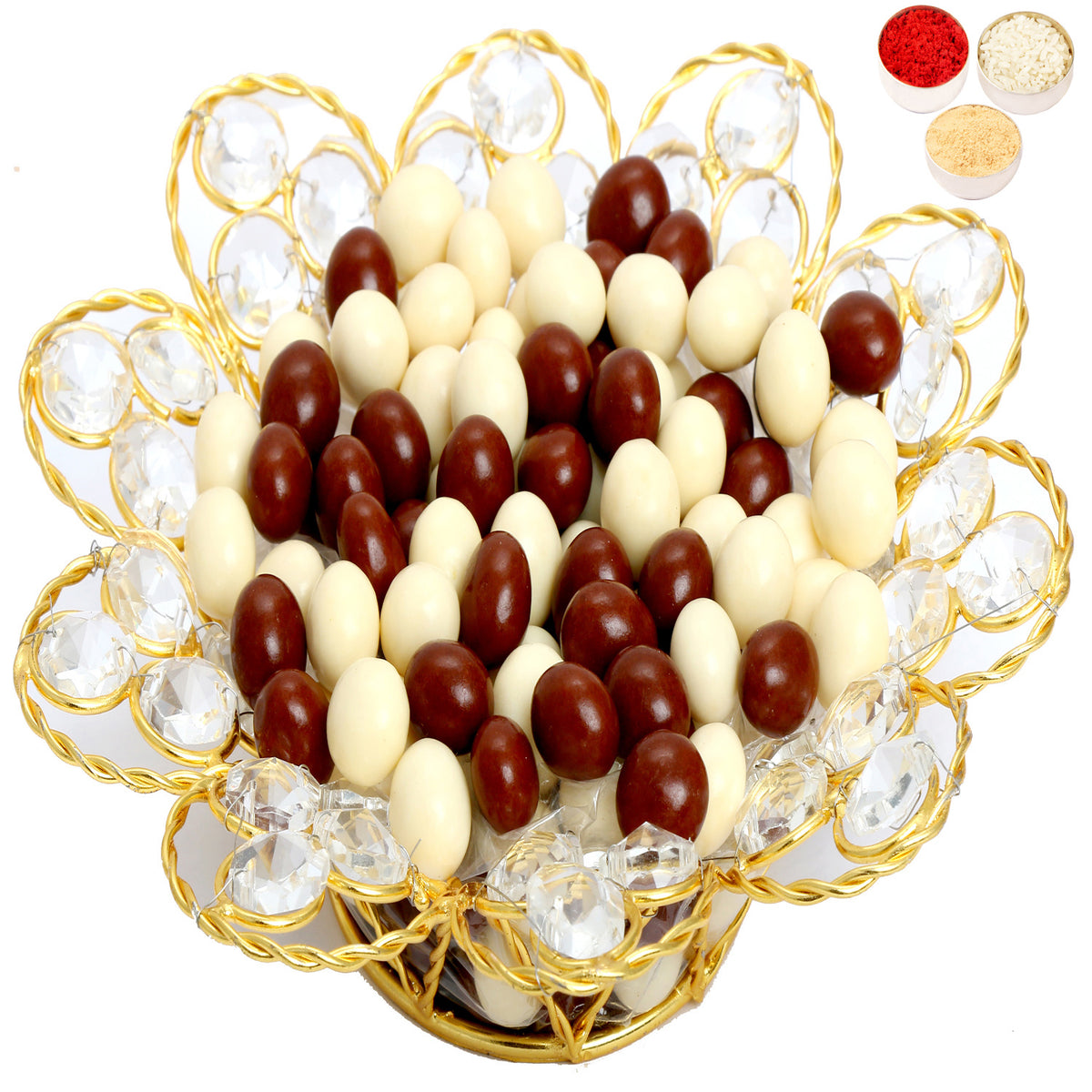 Bhaidhooj Gifts- Gold Crystal Nutties Bowl