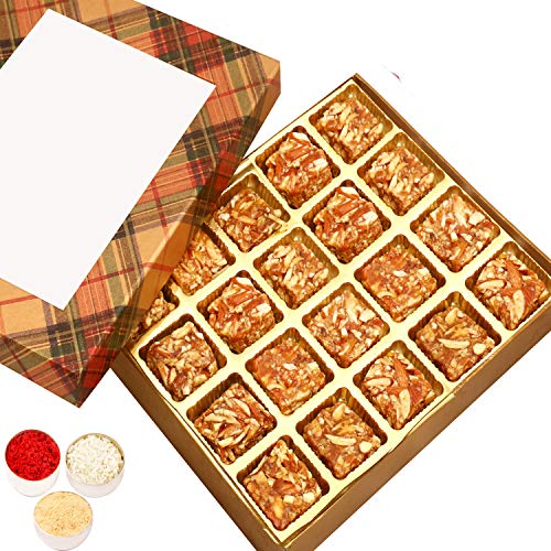Bhaidhooj Gifts- Golden Checks 20 pcs Sugarfree Dates and Figs Bites Box